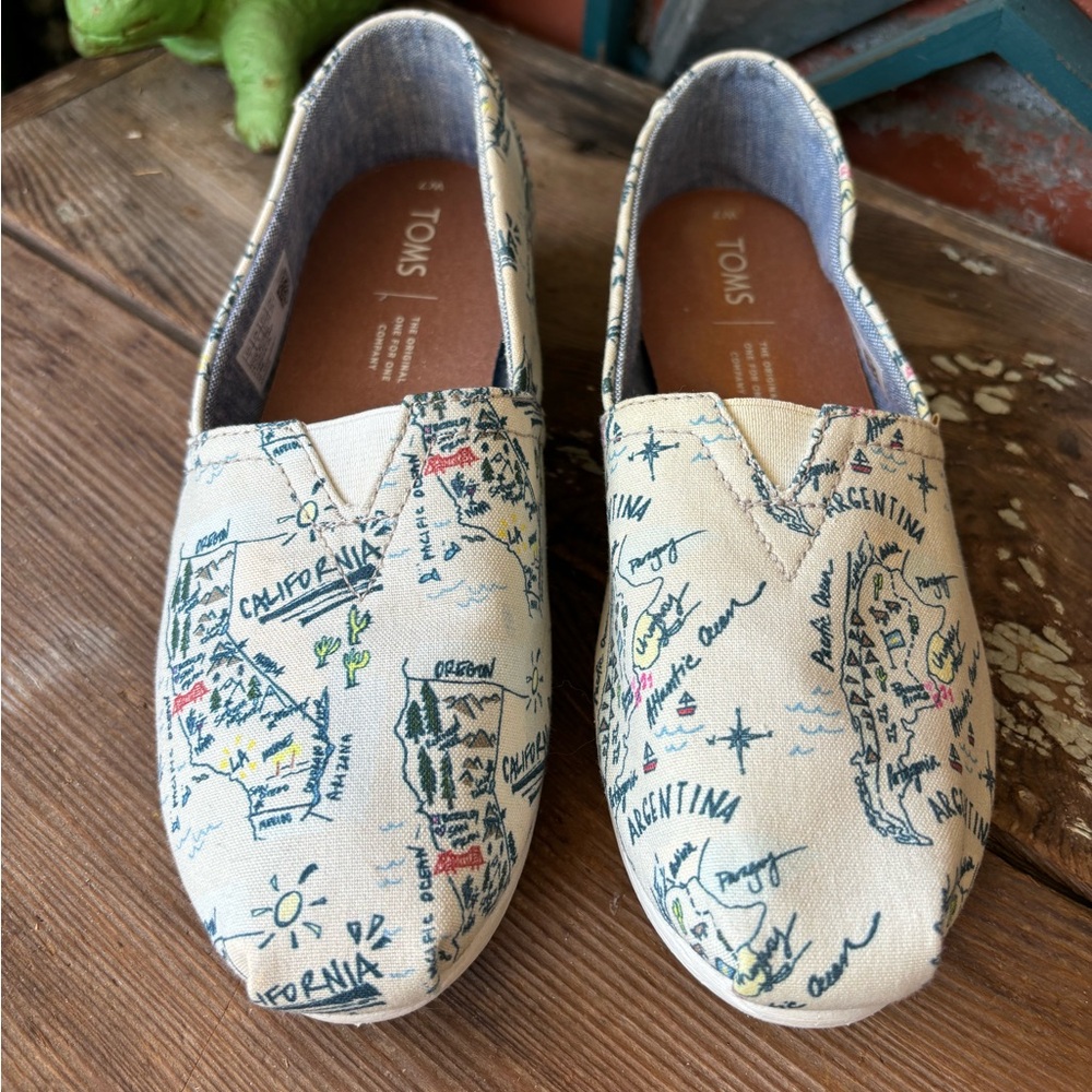 Womens Toms Alpargatas Canvas Slip on Flats Shoes Size 7